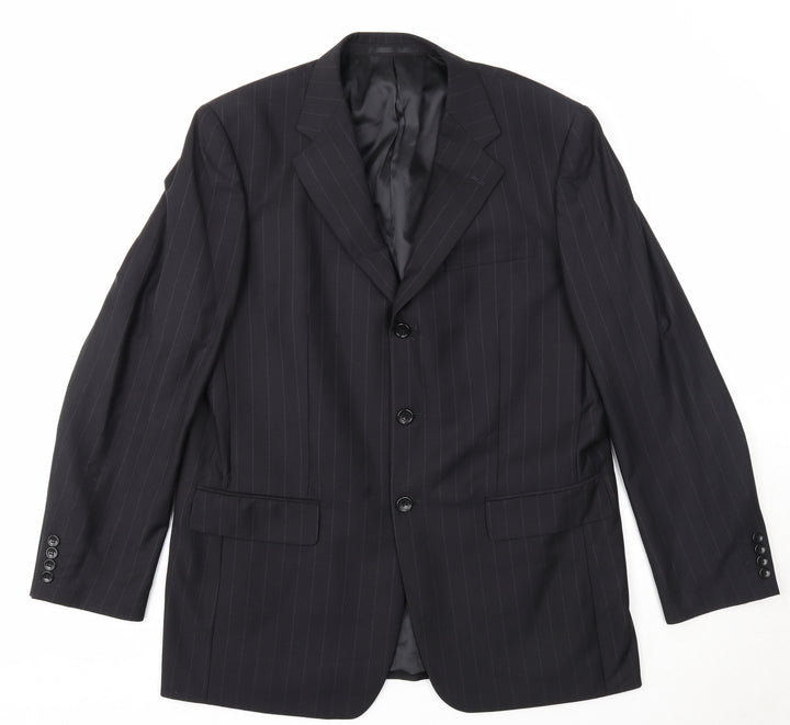 Daniel Grahame Mens Black Striped Polyester Jacket Suit Jacket Size 42 Regular
