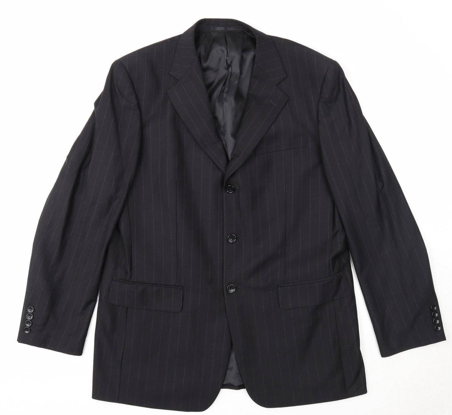 Daniel Grahame Mens Black Striped Polyester Jacket Suit Jacket Size 42 Regular