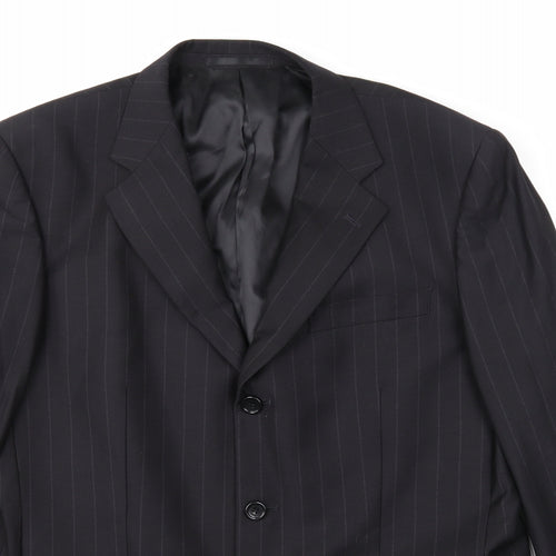 Daniel Grahame Mens Black Striped Polyester Jacket Suit Jacket Size 42 Regular