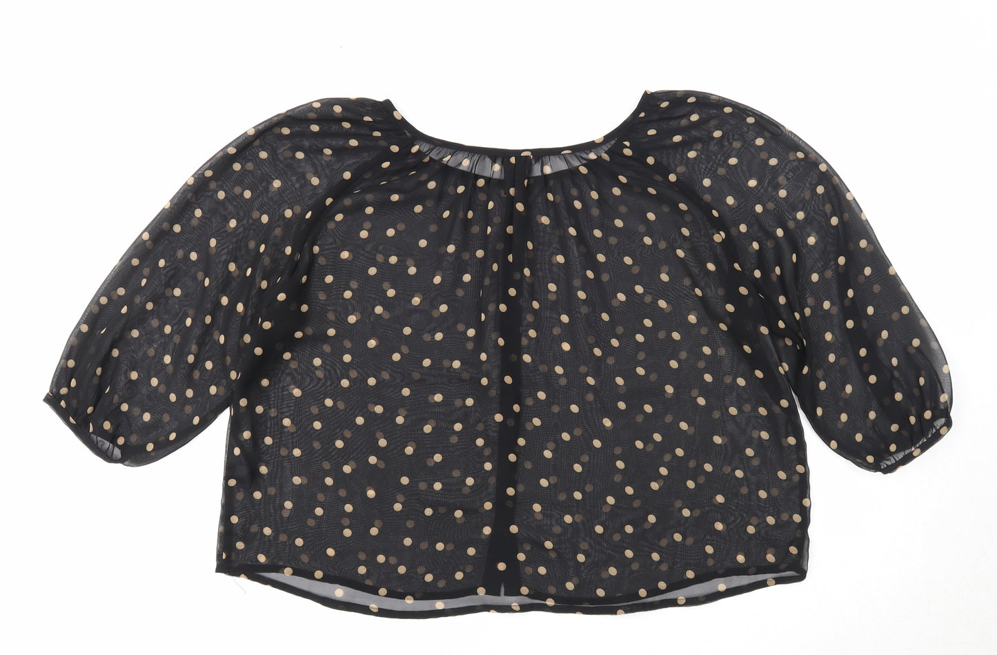 H&M Womens Black Polka Dot Polyester Cropped Blouse Size 6 Round Neck