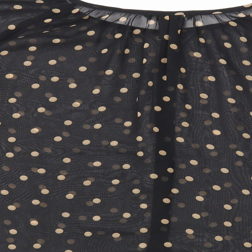 H&M Womens Black Polka Dot Polyester Cropped Blouse Size 6 Round Neck