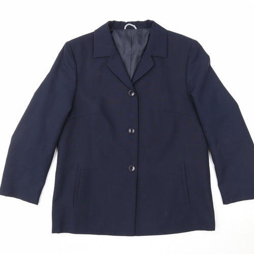 Brandtex Womens Blue Jacket Blazer Size 12 Button