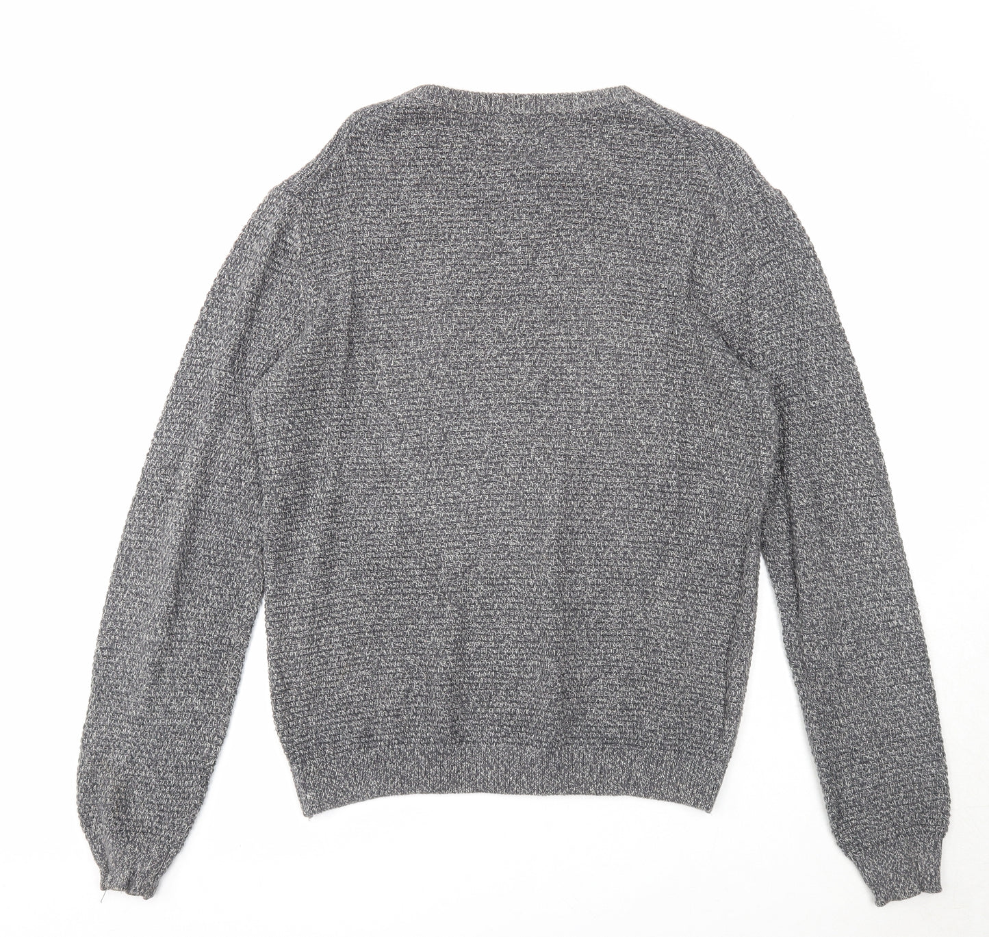 Celio Mens Grey Round Neck Acrylic Pullover Jumper Size L Long Sleeve