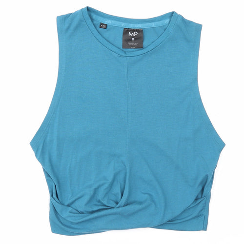 MP Womens Blue Polyester Cropped Tank Size M Round Neck