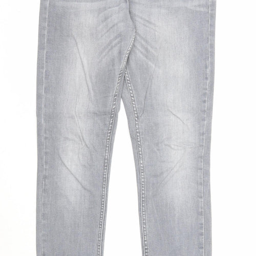 John Lewis Womens Grey Cotton Skinny Jeans Size 10 Regular Zip
