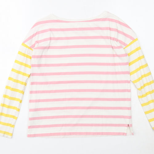 Gap Girls Multicoloured Striped Cotton Basic T-Shirt Size L Boat Neck Pullover - Ice Cream