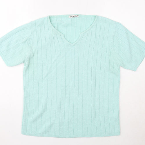 Berkertex Womens Blue V-Neck Acrylic Pullover Jumper Size 10 - Size 10-12