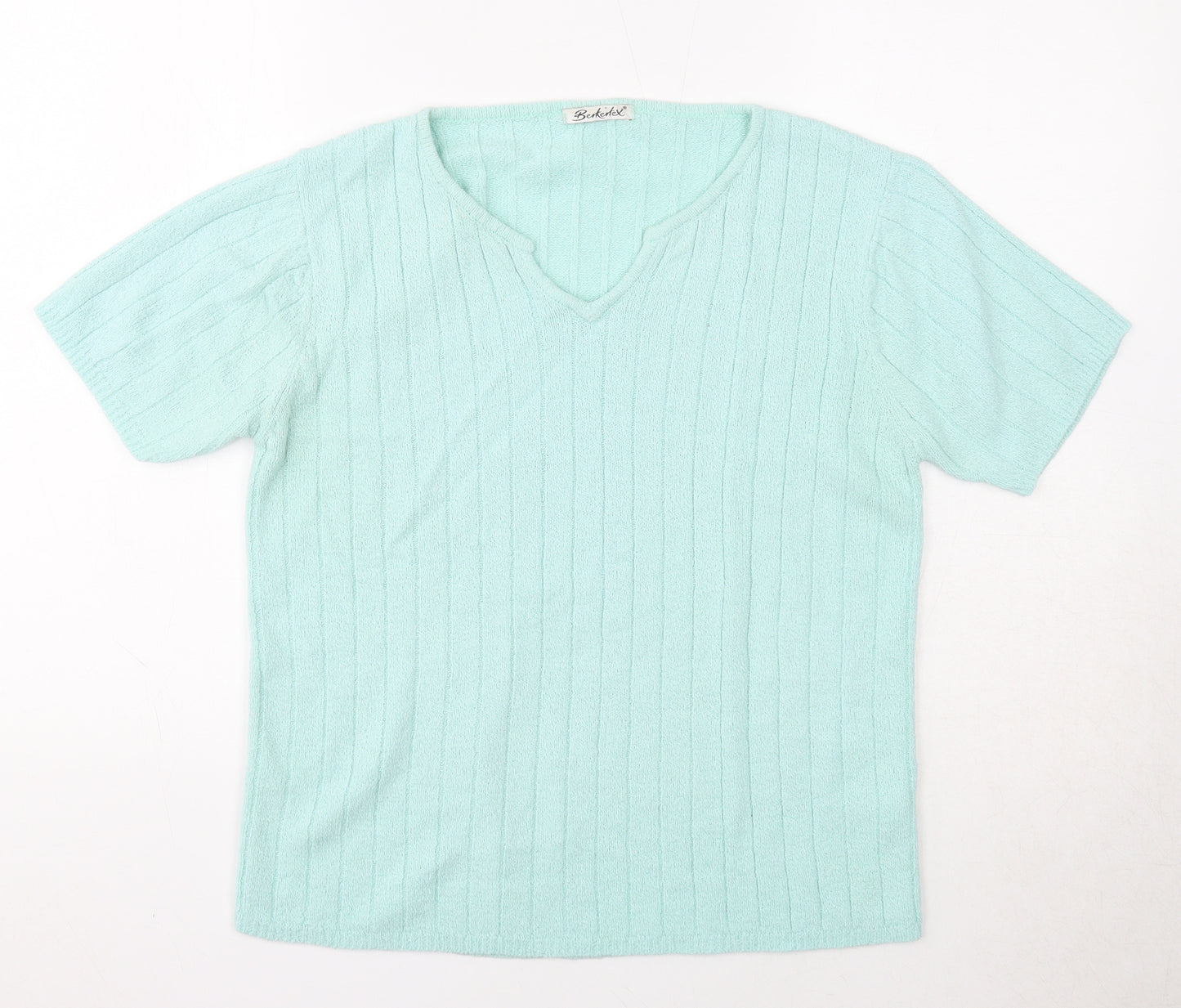 Berkertex Womens Blue V-Neck Acrylic Pullover Jumper Size 10 - Size 10-12