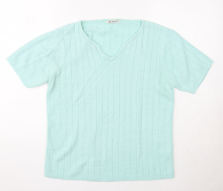 Berkertex Womens Blue V-Neck Acrylic Pullover Jumper Size 10 - Size 10-12