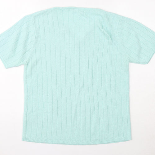 Berkertex Womens Blue V-Neck Acrylic Pullover Jumper Size 10 - Size 10-12