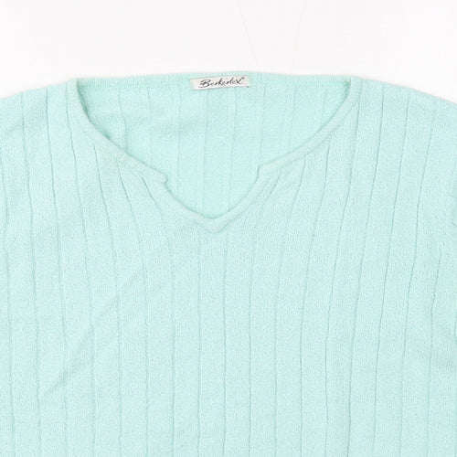 Berkertex Womens Blue V-Neck Acrylic Pullover Jumper Size 10 - Size 10-12