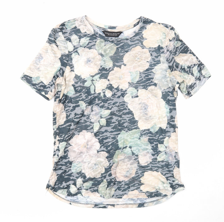Dorothy Perkins Womens Multicoloured Geometric Polyester Basic T-Shirt Size 10 Round Neck