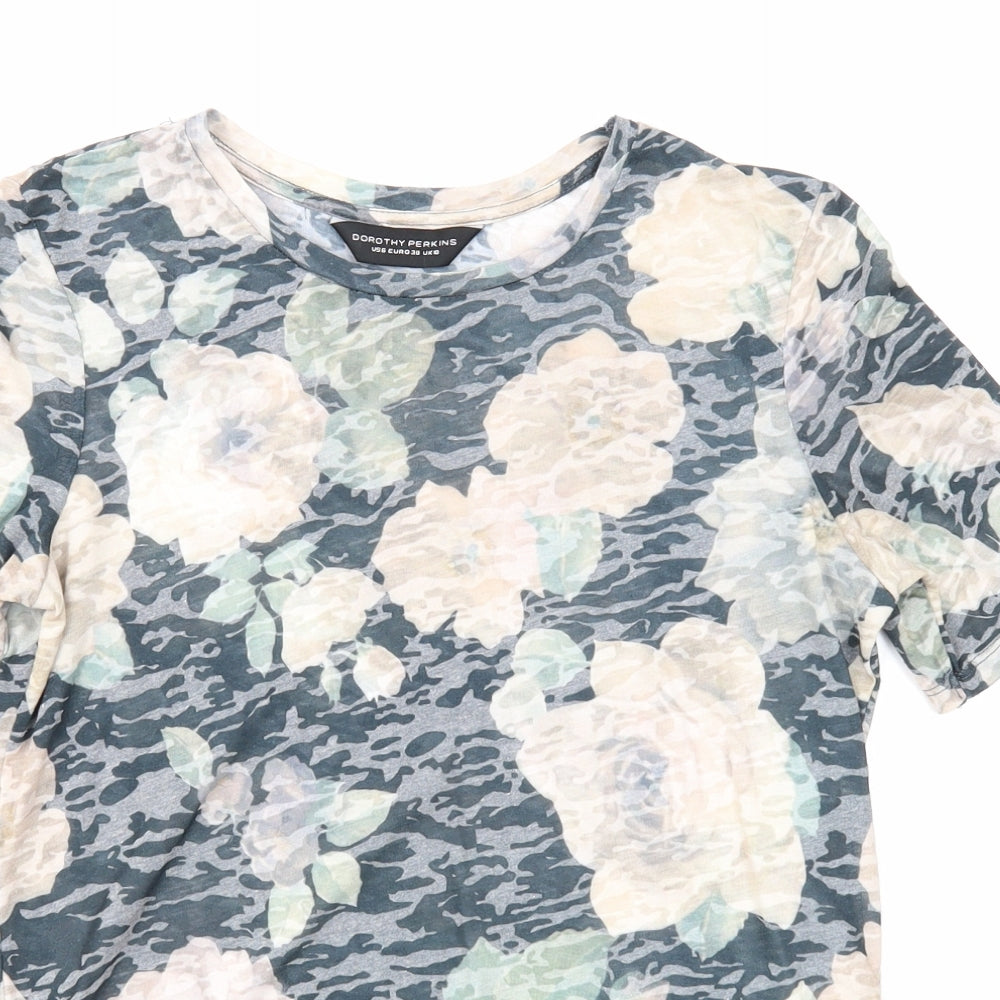 Dorothy Perkins Womens Multicoloured Geometric Polyester Basic T-Shirt Size 10 Round Neck