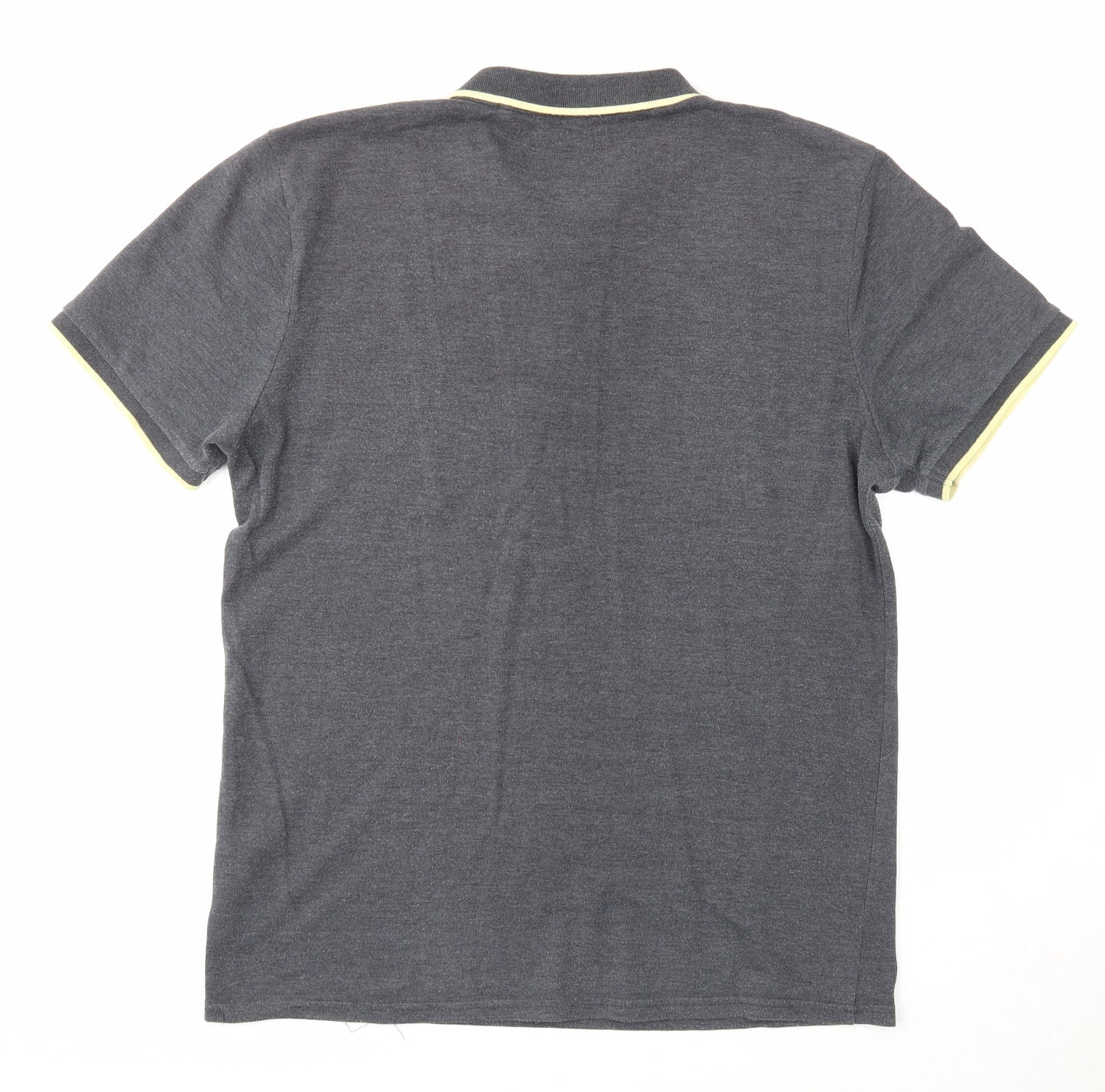 Threadbare Mens Grey Cotton Polo Size L Collared Button