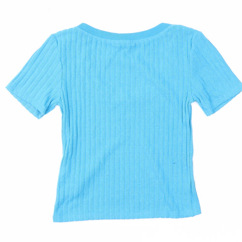 Zara Womens Blue Scoop Neck Viscose Pullover Jumper Size S