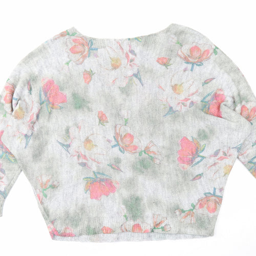 Luisa Ricci Womens Green Round Neck Floral Acrylic Pullover Jumper Size L