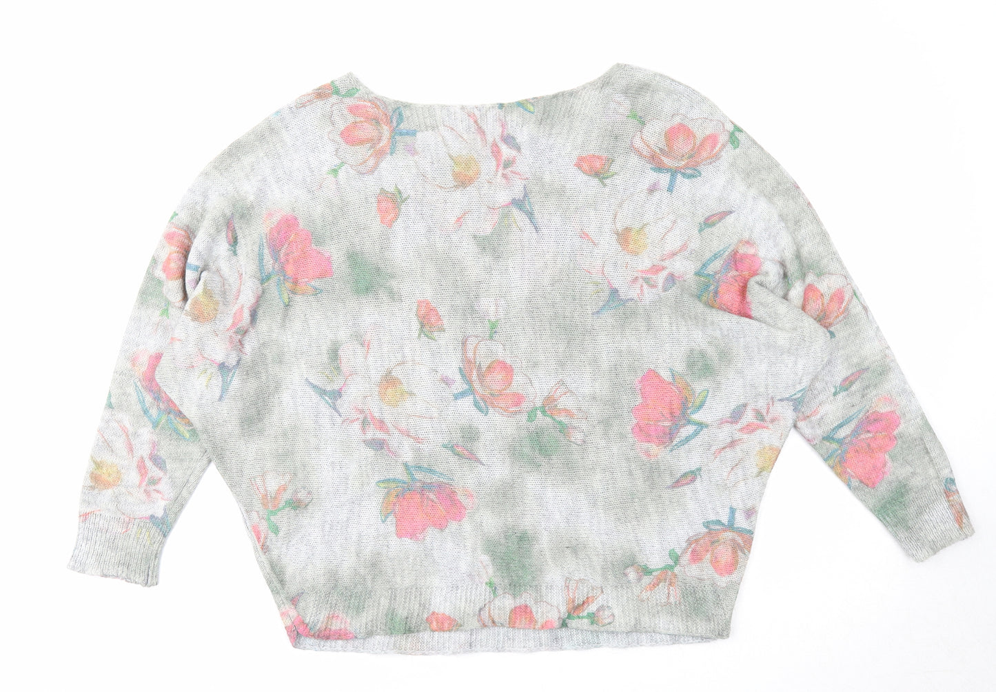 Luisa Ricci Womens Green Round Neck Floral Acrylic Pullover Jumper Size L