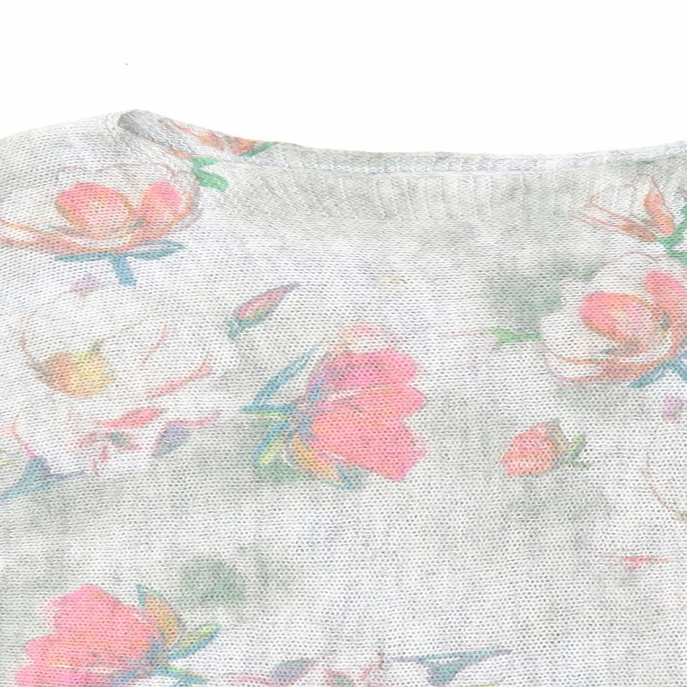 Luisa Ricci Womens Green Round Neck Floral Acrylic Pullover Jumper Size L