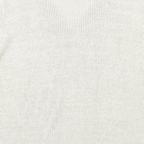 Casual Comfort Womens Beige V-Neck Acrylic Pullover Jumper Size 16