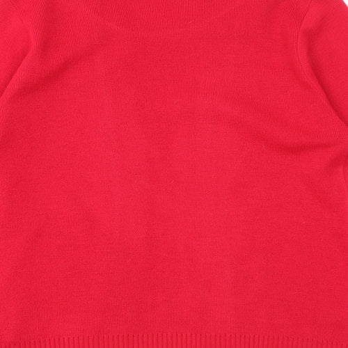 Elegant Womens Red Scoop Neck Striped Acrylic Cardigan Jumper Size M - Twin Set