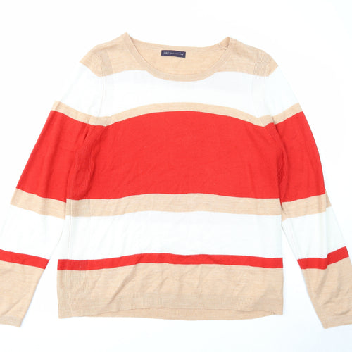 Marks and Spencer Womens Multicoloured Boat Neck Striped Acrylic Pullover Jumper Size 18