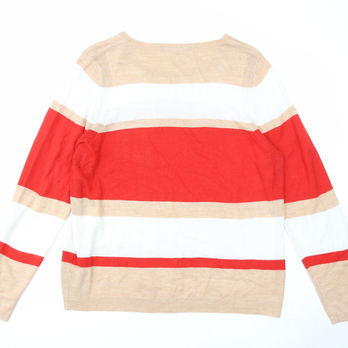 Marks and Spencer Womens Multicoloured Boat Neck Striped Acrylic Pullover Jumper Size 18