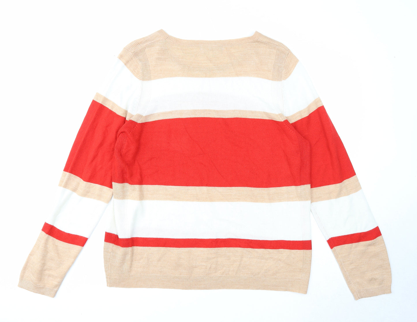 Marks and Spencer Womens Multicoloured Boat Neck Striped Acrylic Pullover Jumper Size 18
