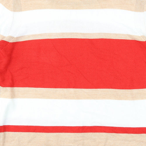Marks and Spencer Womens Multicoloured Boat Neck Striped Acrylic Pullover Jumper Size 18