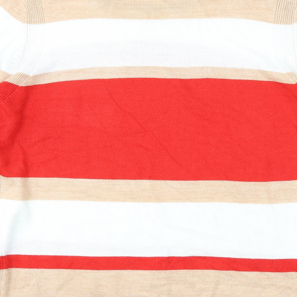 Marks and Spencer Womens Multicoloured Boat Neck Striped Acrylic Pullover Jumper Size 18