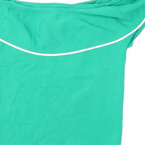 River Island Girls Green Viscose Basic Blouse Size 11-12 Years Off the Shoulder Pullover - Bardot