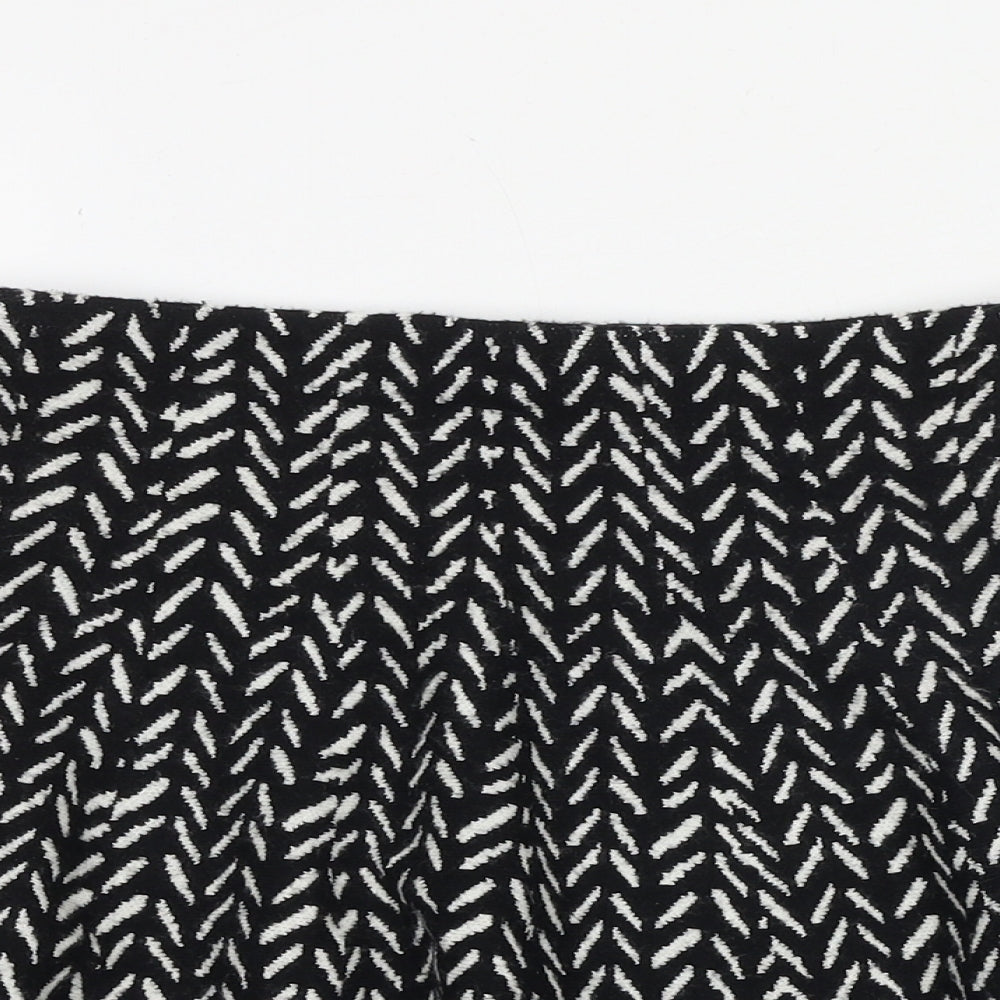 Glassons Womens Black Geometric Polyester Skater Skirt Size S
