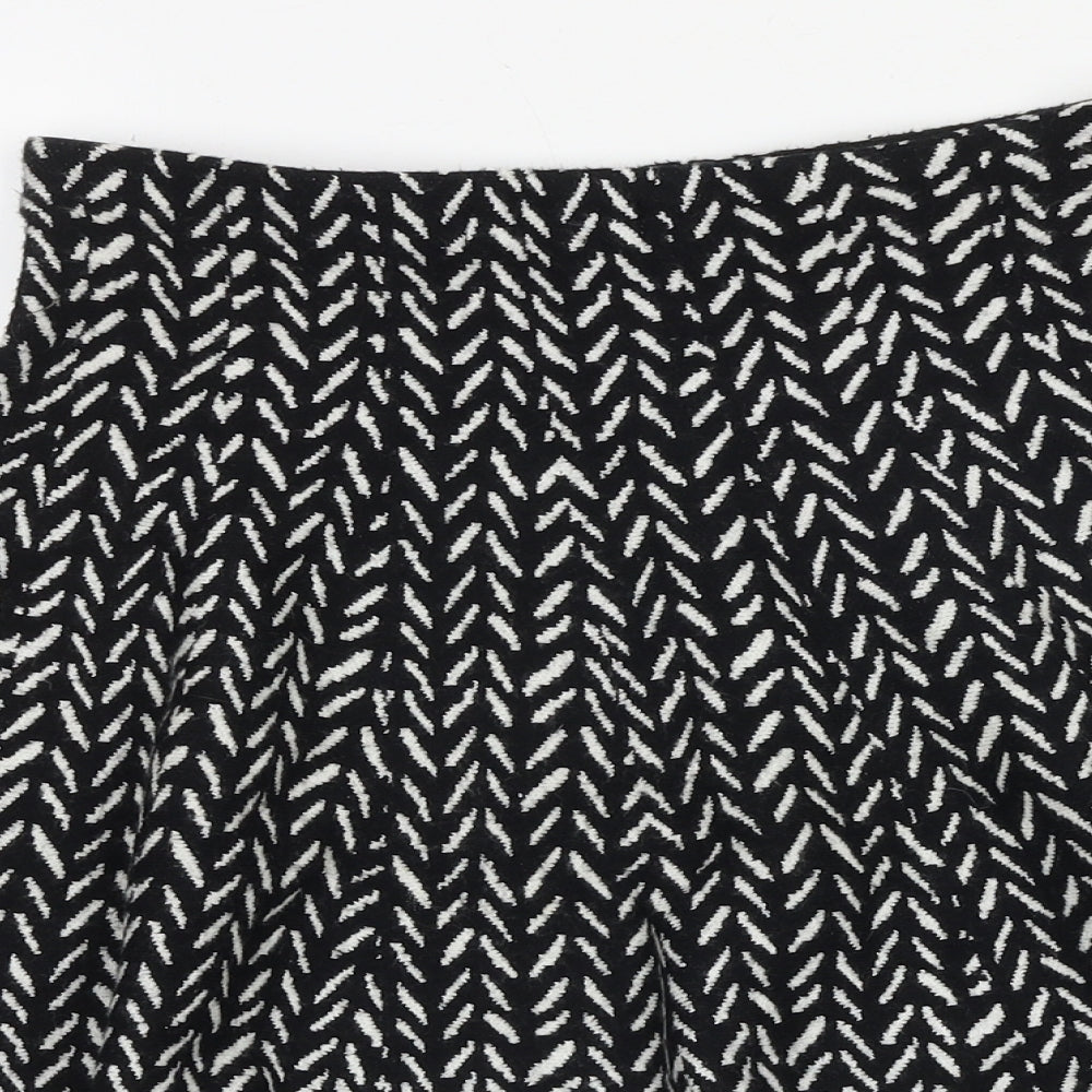 Glassons Womens Black Geometric Polyester Skater Skirt Size S