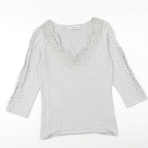 Kaleidoscope Womens Grey V-Neck Viscose Pullover Jumper Size 12