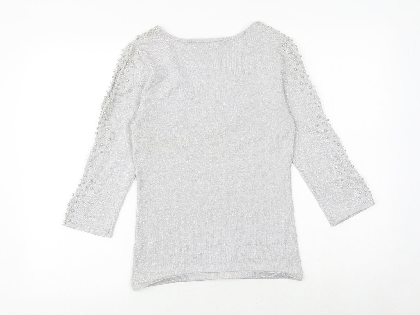 Kaleidoscope Womens Grey V-Neck Viscose Pullover Jumper Size 12