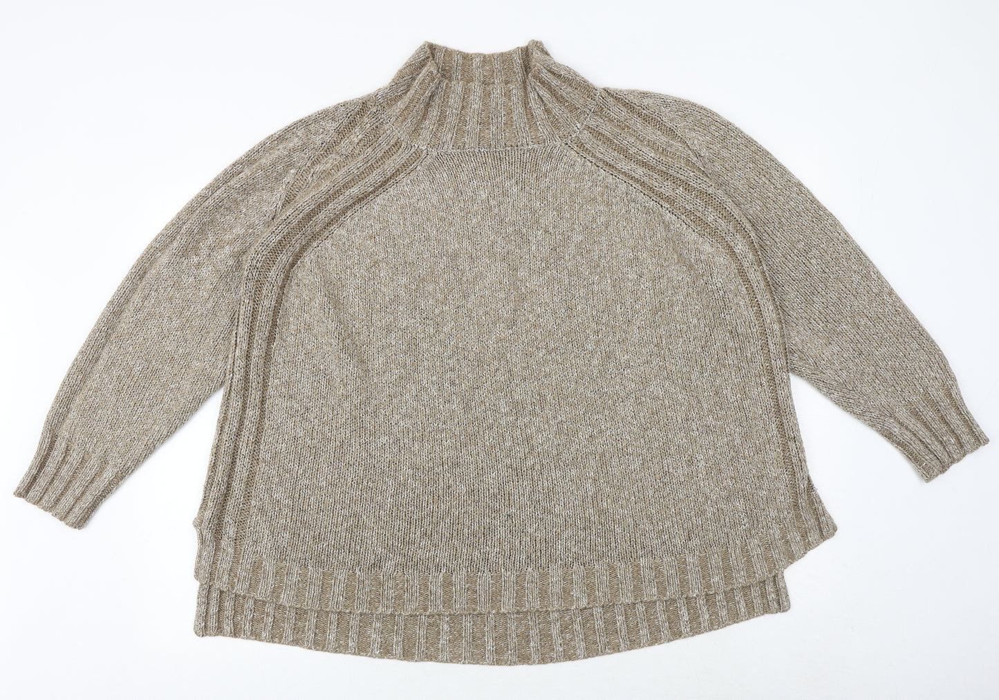 Edition Womens Brown High Neck Acrylic Pullover Jumper Size XL