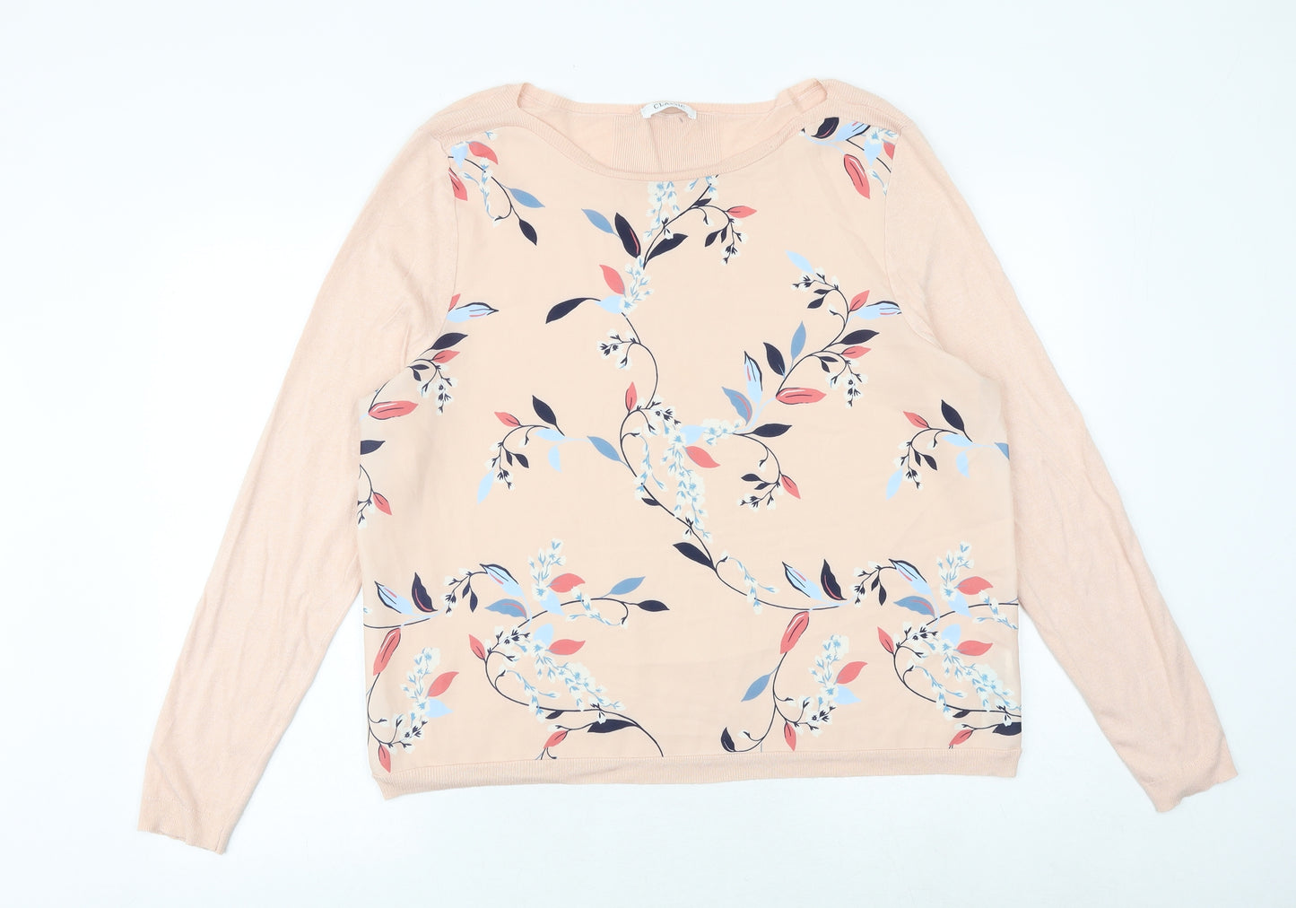 Marks and Spencer Womens Pink Boat Neck Floral Viscose Pullover Jumper Size 18