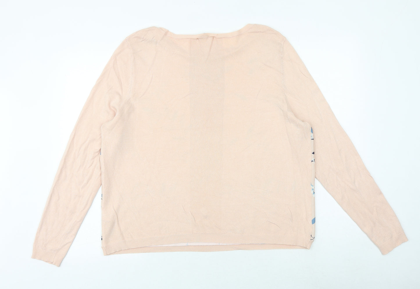 Marks and Spencer Womens Pink Boat Neck Floral Viscose Pullover Jumper Size 18