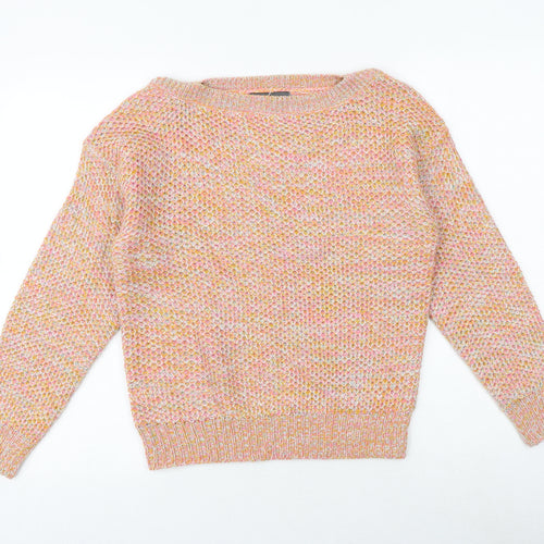 Studio Womens Multicoloured Boat Neck Acrylic Pullover Jumper Size 8