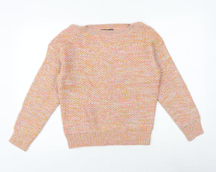 Studio Womens Multicoloured Boat Neck Acrylic Pullover Jumper Size 8