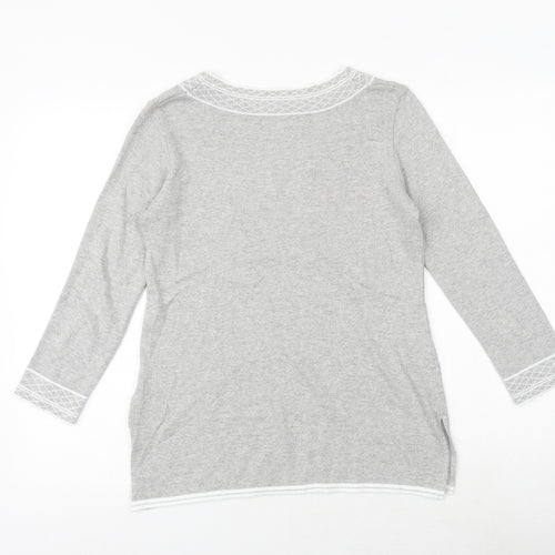 Afibel Womens Grey Square Neck Acrylic Pullover Jumper Size 10