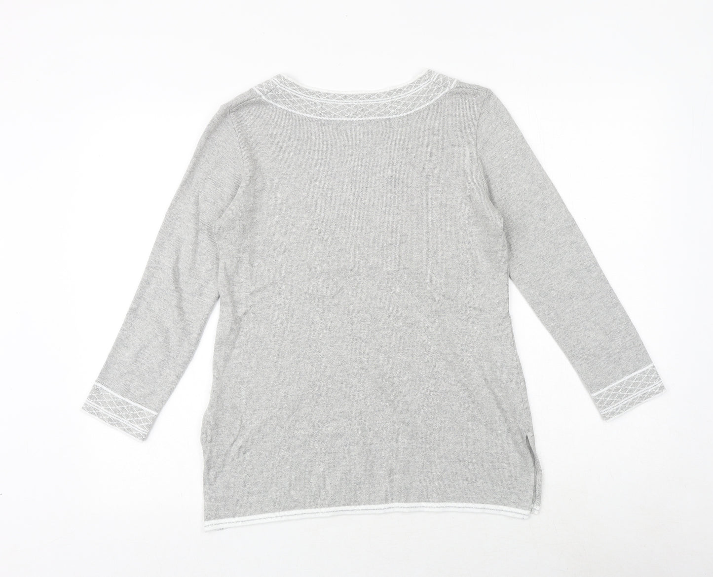 Afibel Womens Grey Square Neck Acrylic Pullover Jumper Size 10