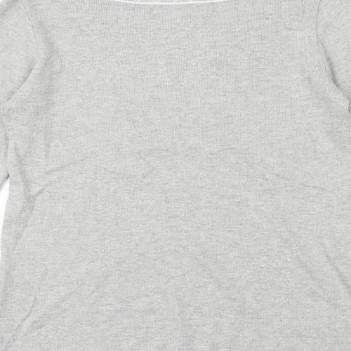 Afibel Womens Grey Square Neck Acrylic Pullover Jumper Size 10