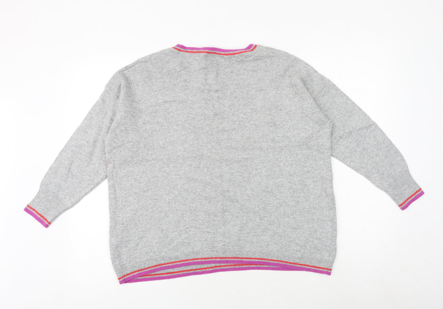 NEXT Womens Grey Boat Neck Viscose Pullover Jumper Size L - Star