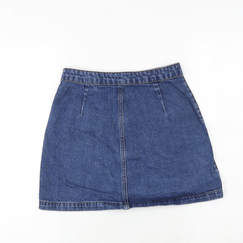 Topshop Womens Blue Cotton Mini Skirt Size 25 in Button