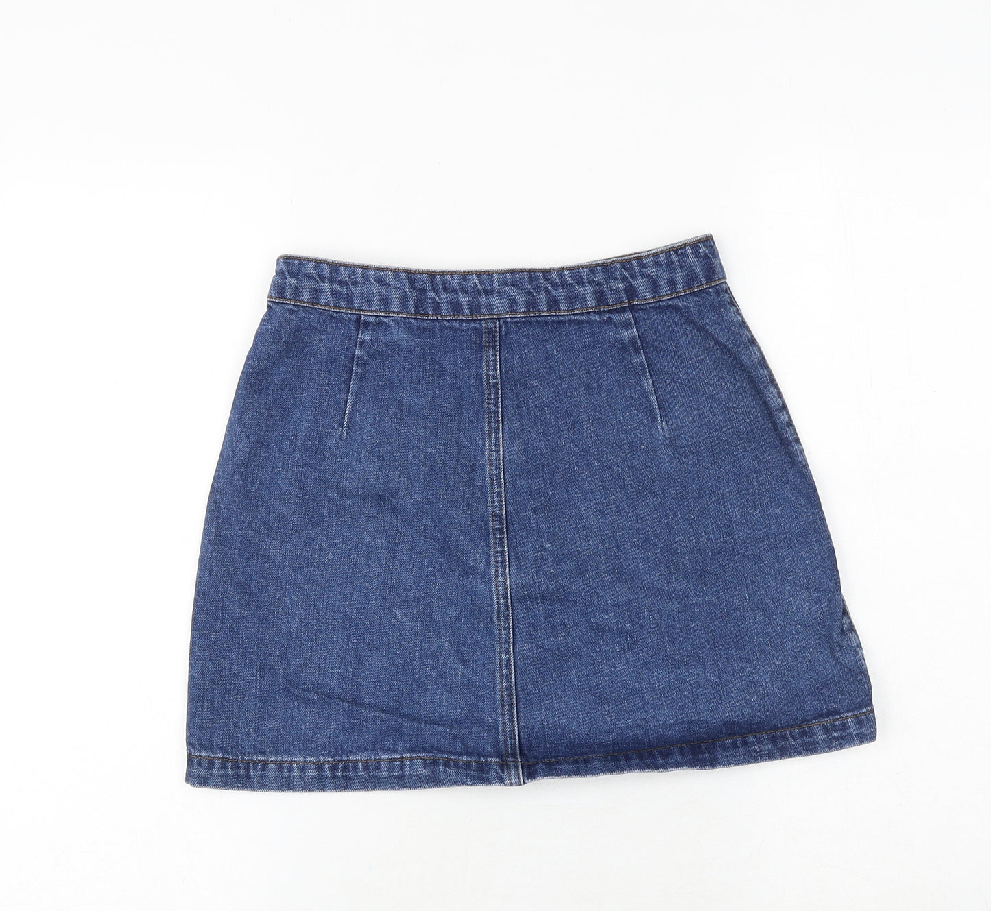 Topshop Womens Blue Cotton Mini Skirt Size 25 in Button
