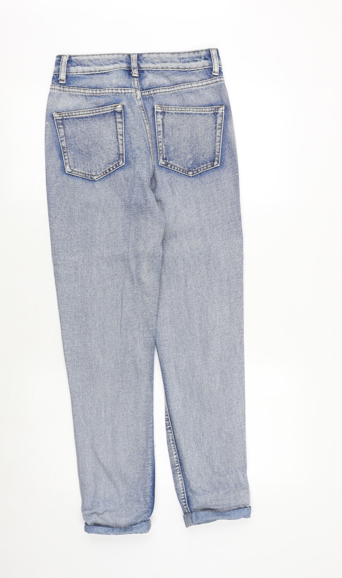 The Rockin Rev Womens Blue Cotton Straight Jeans Size 8 Regular Zip