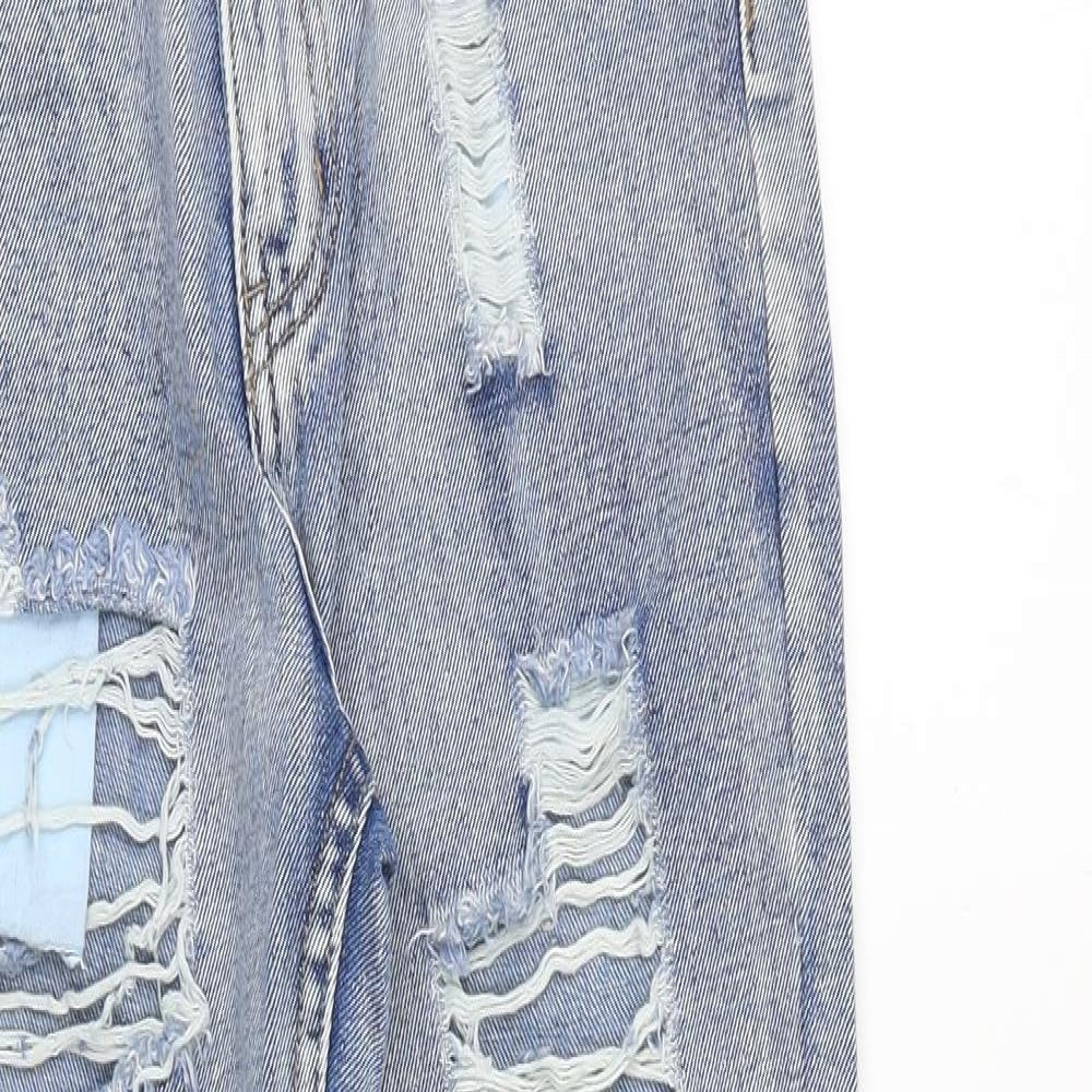 The Rockin Rev Womens Blue Cotton Straight Jeans Size 8 Regular Zip