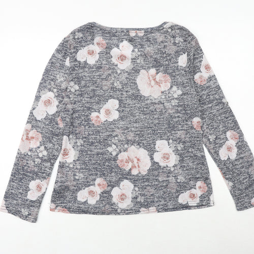 Colesium Casual Womens Blue Floral Viscose Basic Blouse Size XL Round Neck - Just Be Wonderful