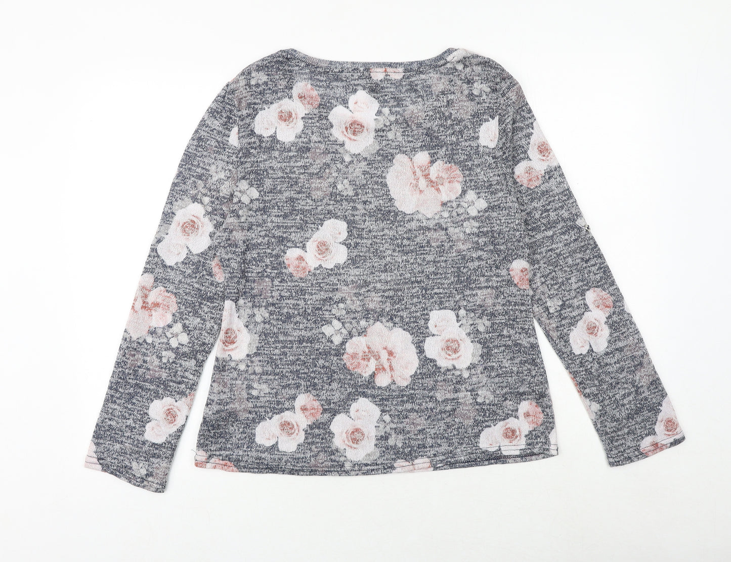 Colesium Casual Womens Blue Floral Viscose Basic Blouse Size XL Round Neck - Just Be Wonderful