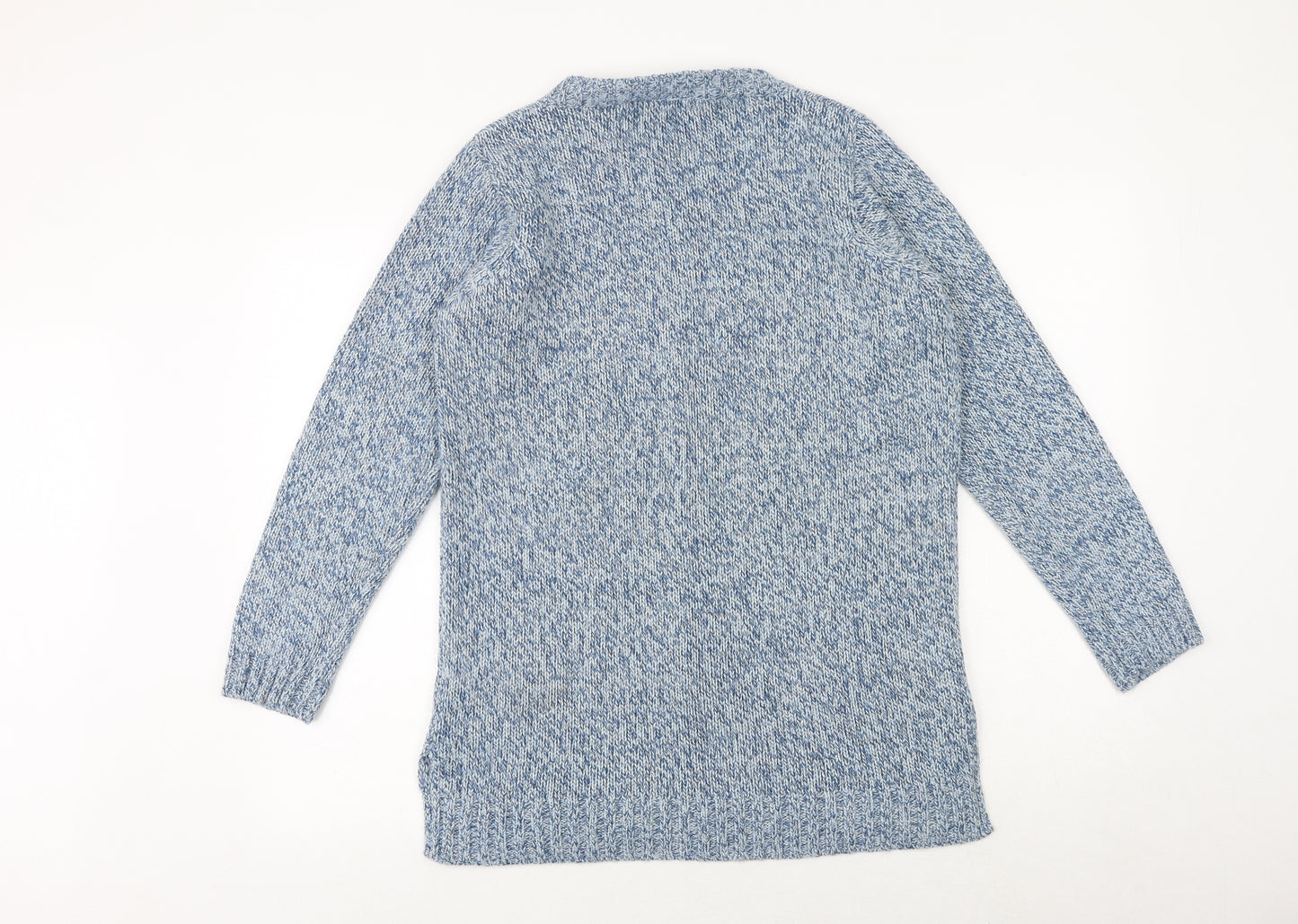 Daxon Womens Blue V-Neck Acrylic Pullover Jumper Size 14